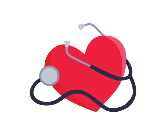 A heart with a stethoscope around it